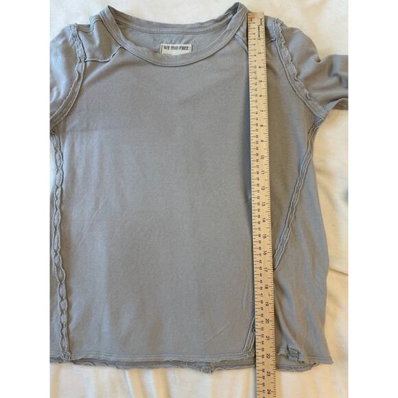 Free People We the Free Raw Seam Gray Top Long Sleeve Tee T-shirt Size M - Picture 6 of 6